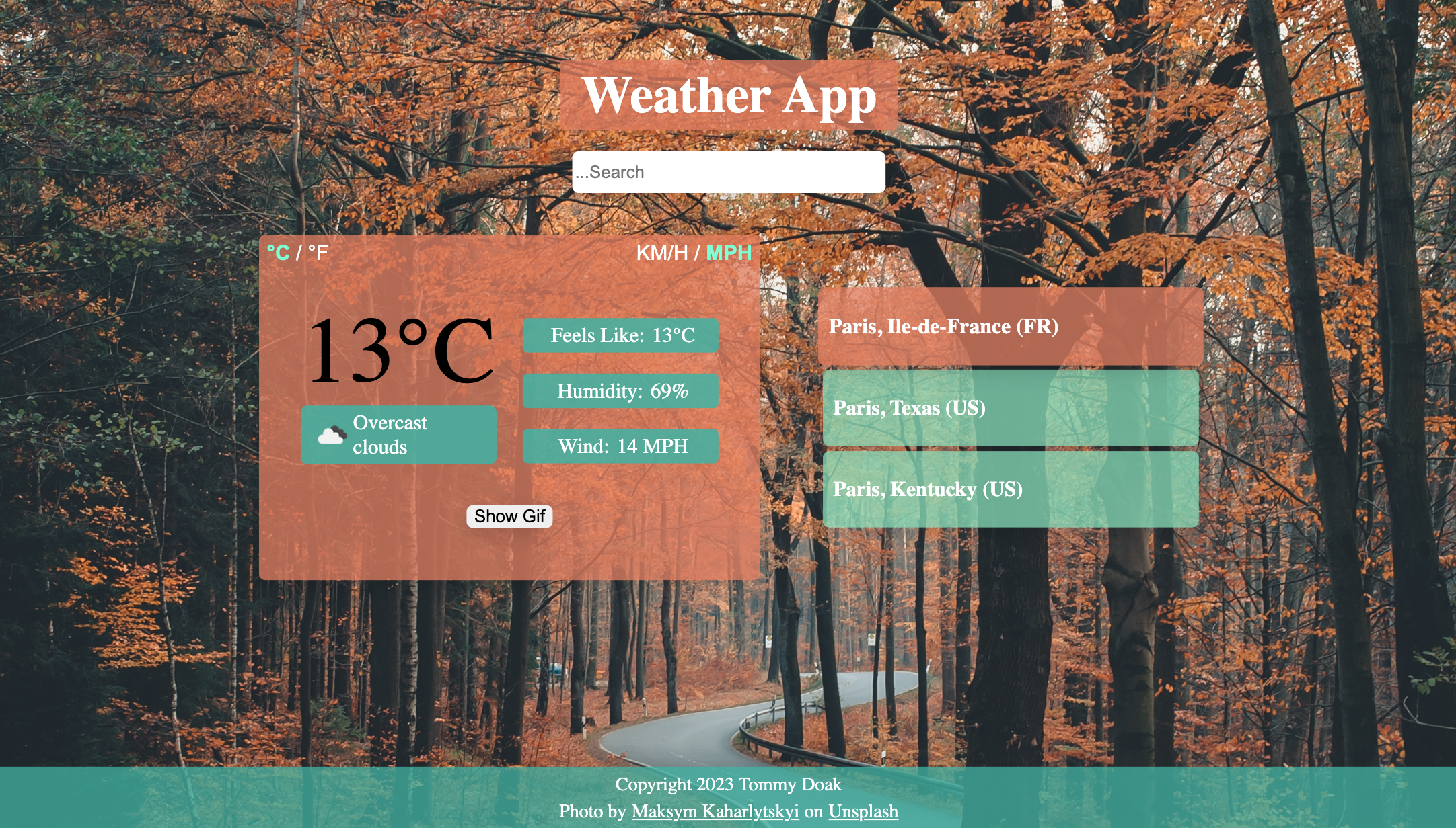 Preview of Weather App